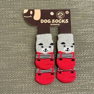 Red and Gray Non-Slip Dog Socks